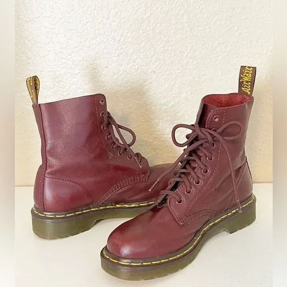 DR MARTENS Combat boots 1460 PASCAL BOOTS with Virginia leather in cherry red 6