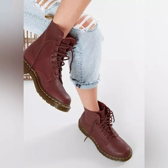 DR MARTENS Combat boots 1460 PASCAL BOOTS with Virginia leather in cherry red 6