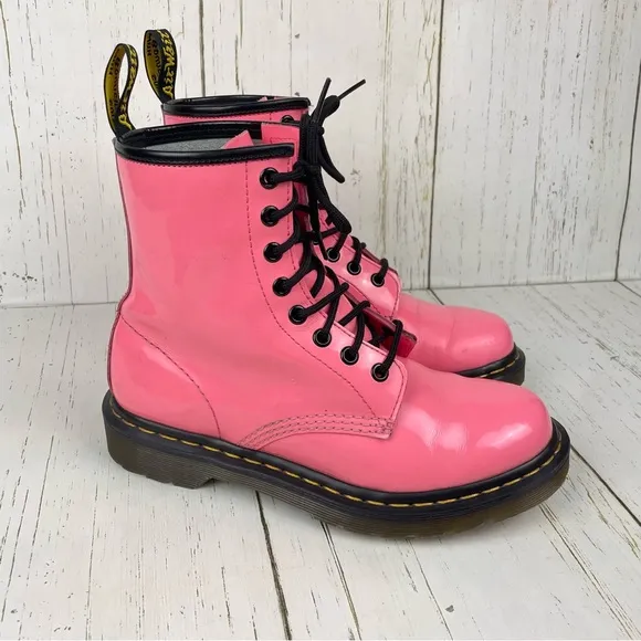 Dr. Martens Pink Patent Leather Boots 1460‎