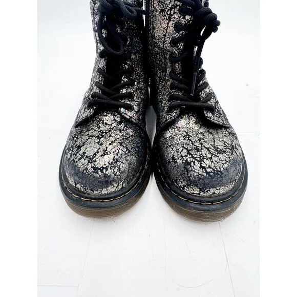 Dr. Martens size 13 Youth 1460 Crinkle Metallic Lace Up Boots