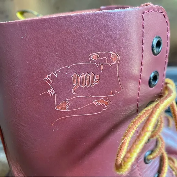 Dr. Martens Skull Wings Leather Steel Toe Boots 10 Eye MENS SZ 13 Oxblood Red