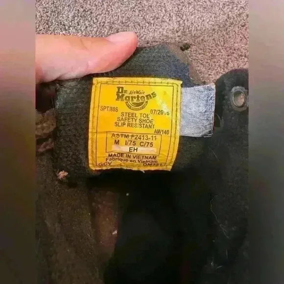 Dr Martens steel toe work boots size 10 brown damage to tongue