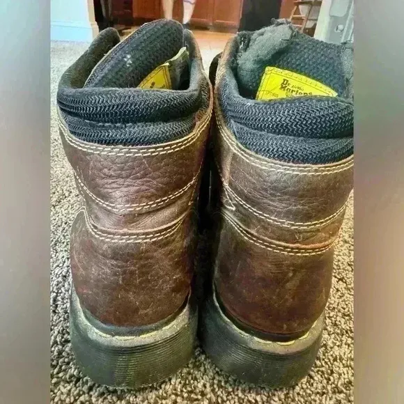 Dr Martens steel toe work boots size 10 brown damage to tongue
