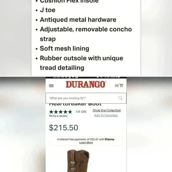 Durango &quot;Crush Heartbreak&quot; Boots SIZE 6.5 EUC