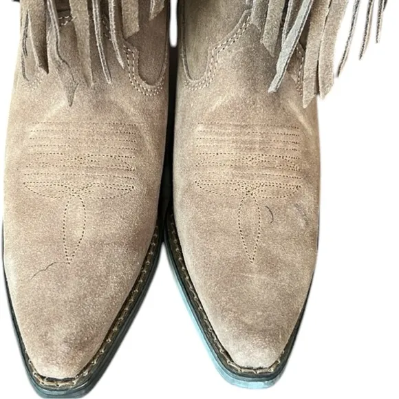 Durango Crush Suede Fringe Light Brown Fringe Cowboy Cowgirl Boots Size 6