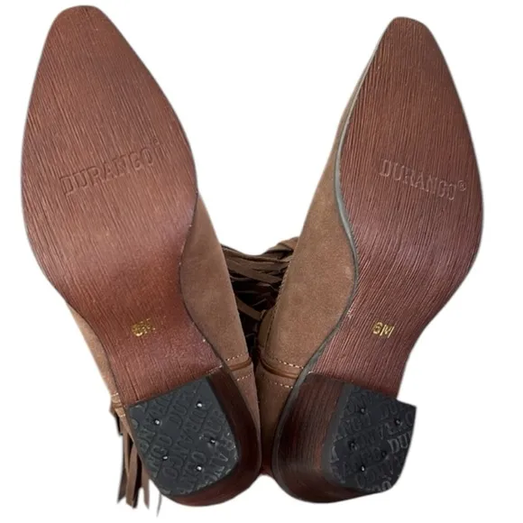 Durango Crush Suede Fringe Light Brown Fringe Cowboy Cowgirl Boots Size 6