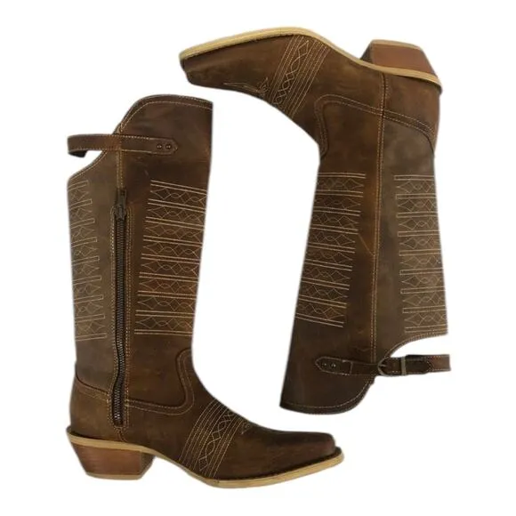 Durango Crush Women's Vintage Brown Belted Collar Western Boot DRD0203 size 8