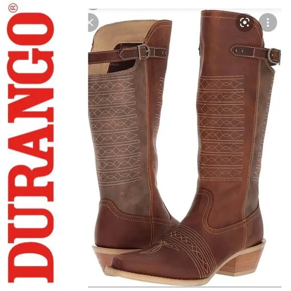 Durango Crush Women's Vintage Brown Belted Collar Western Boot DRD0203 size 8