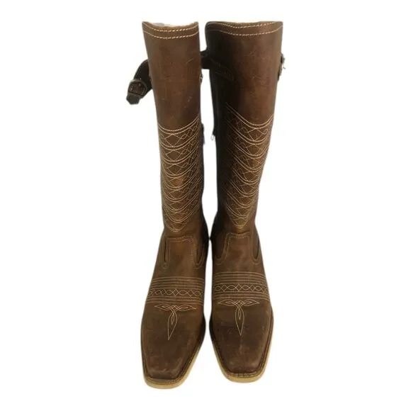 Durango Crush Women's Vintage Brown Belted Collar Western Boot DRD0203 size 8