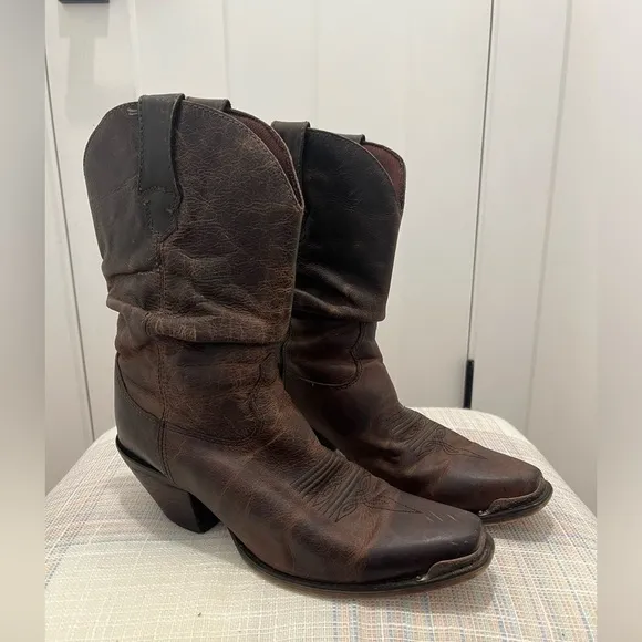 Durango Women’s Leather Boots Size 8.5 Brown Distressed Crush Pointed Toe