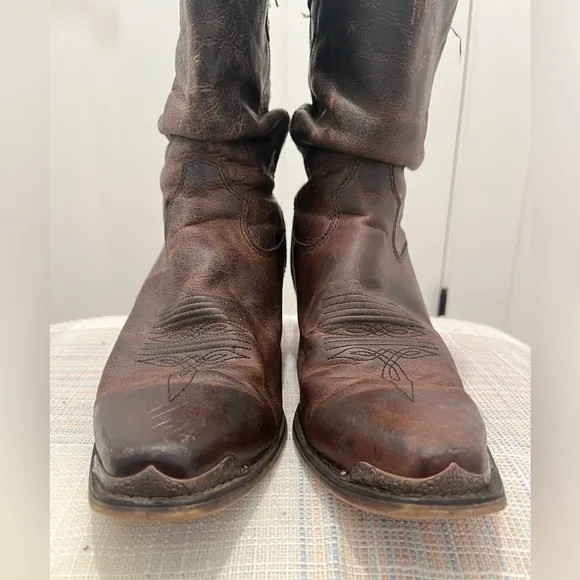 Durango Women’s Leather Boots Size 8.5 Brown Distressed Crush Pointed Toe
