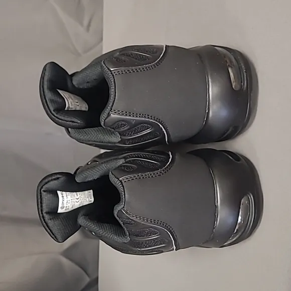 DYKHMILY Men's Cushioned Steel Toed Tennis Work Shoes, Black, Size 10.5