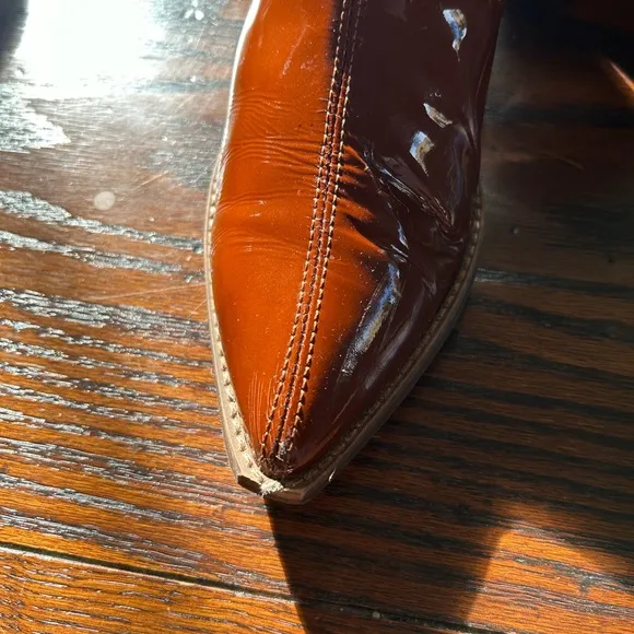 E8 by Miista Brown Almond Toe Patent Boots