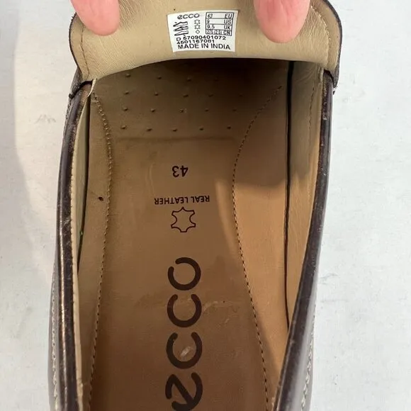 ECCO 43 Loafer Shoes Mens 9 Brown Leather Classic Moc Casual Comfort Slip On‎
