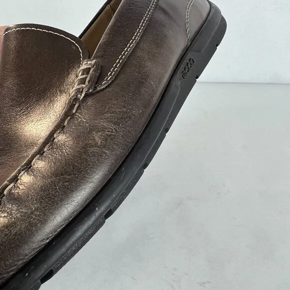 ECCO 43 Loafer Shoes Mens 9 Brown Leather Classic Moc Casual Comfort Slip On‎