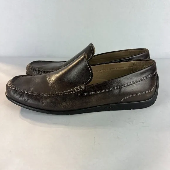 ECCO 43 Loafer Shoes Mens 9 Brown Leather Classic Moc Casual Comfort Slip On‎