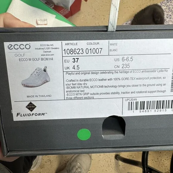 ECCO Biom H4 Golf Shoes White / Silver Grey Women's Size US 6-6.5 EU 37 NIB