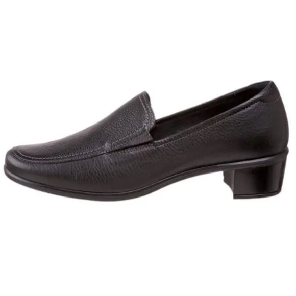 𝅺ECCO Black Pebbled Leather Heeled Loafer Shoes Sz 40 Womens Us 9/9.5