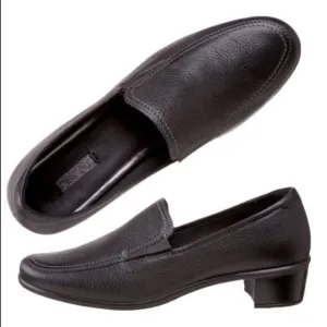𝅺ECCO Black Pebbled Leather Heeled Loafer Shoes Sz 40 Womens Us 9/9.5