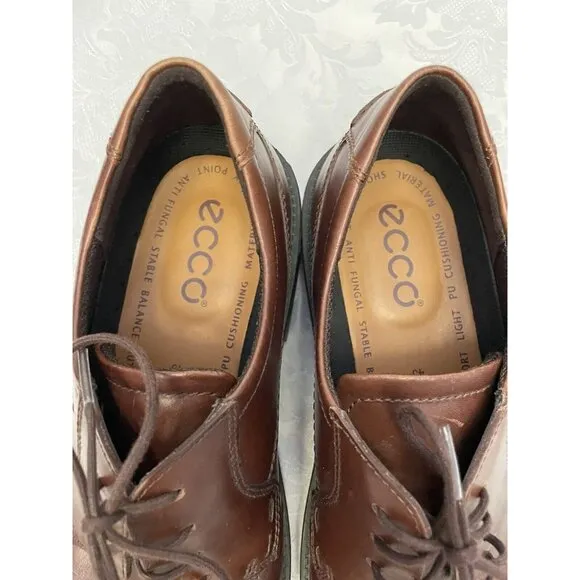 ECCO Boston Lace Up Mink Brown Dress Shoes Size‎ 45 11/11.5 Comfort