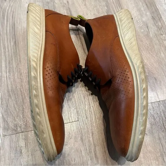 ECCO Brown Leather Oxford Shoes Mens Size 8 Office Work Formal Dress
