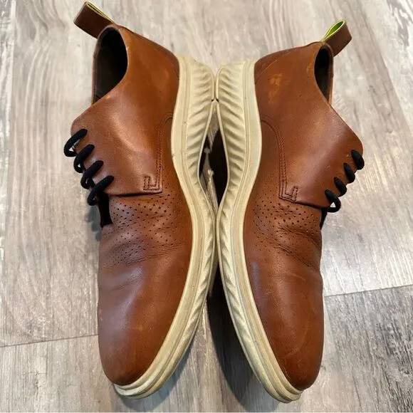 ECCO Brown Leather Oxford Shoes Mens Size 8 Office Work Formal Dress