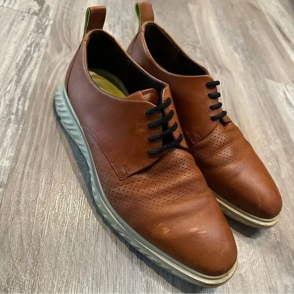 ECCO Brown Leather Oxford Shoes Mens Size 8 Office Work Formal Dress