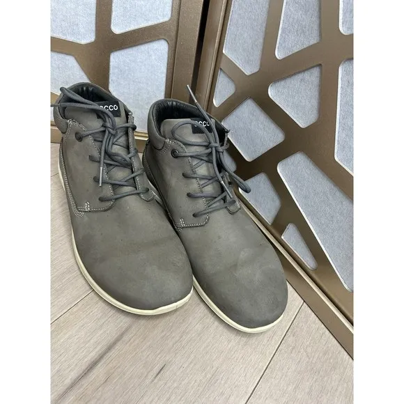 Ecco CALGARY HIGH Men Leather Nubuck Casual City Sneaker Boot Shoe 42 Us 8 8.5