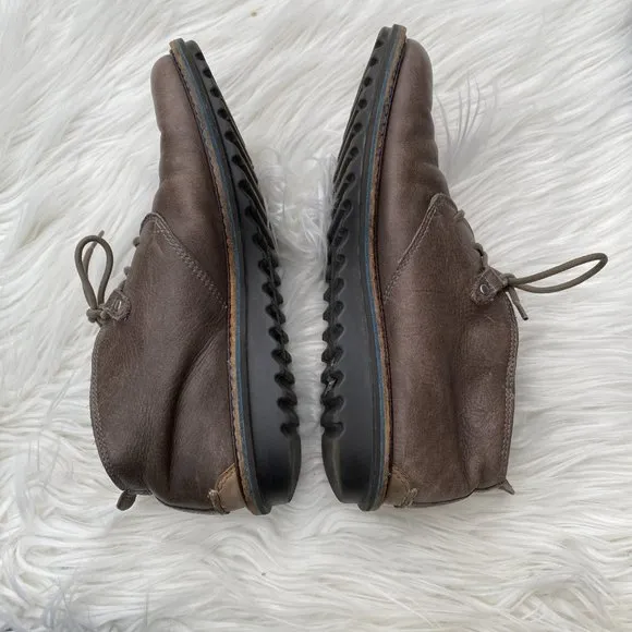 Ecco Comfort Leather Hydromax Bootie Shoes Lace Up Gray Brown