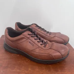 Ecco Irving Chestnut Brown Leather Trainers Lace Shoes  Work Career Mens 44 10