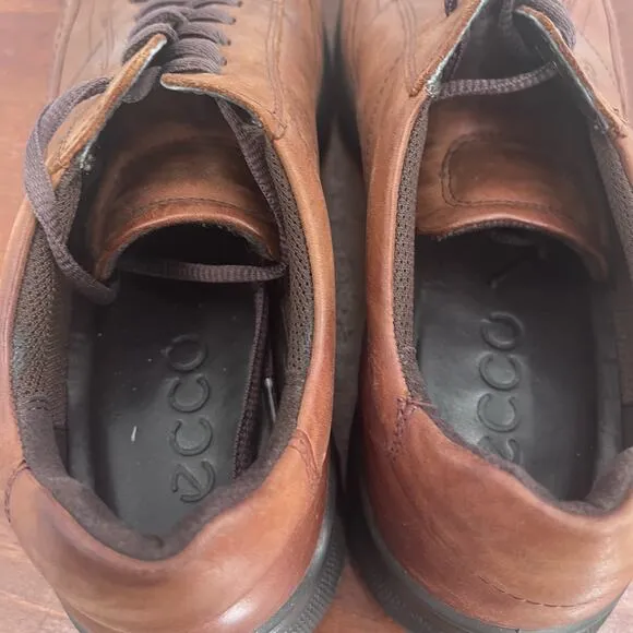 Ecco Irving Chestnut Brown Leather Trainers Lace Shoes  Work Career Mens 44 10