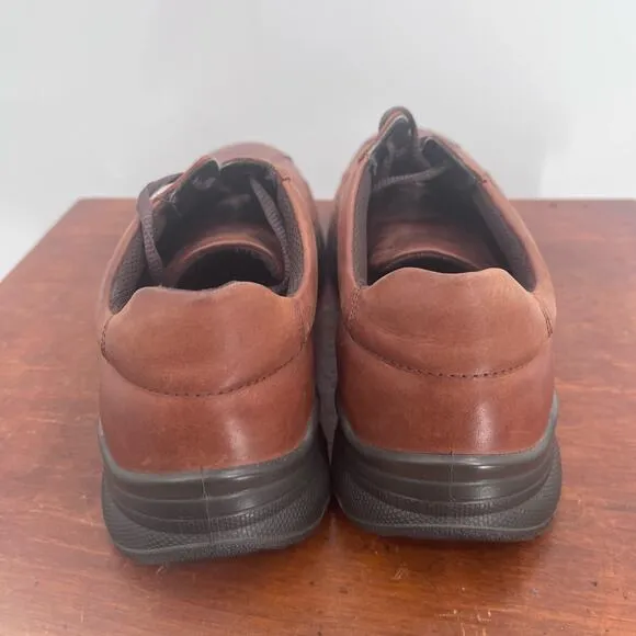 Ecco Irving Chestnut Brown Leather Trainers Lace Shoes  Work Career Mens 44 10
