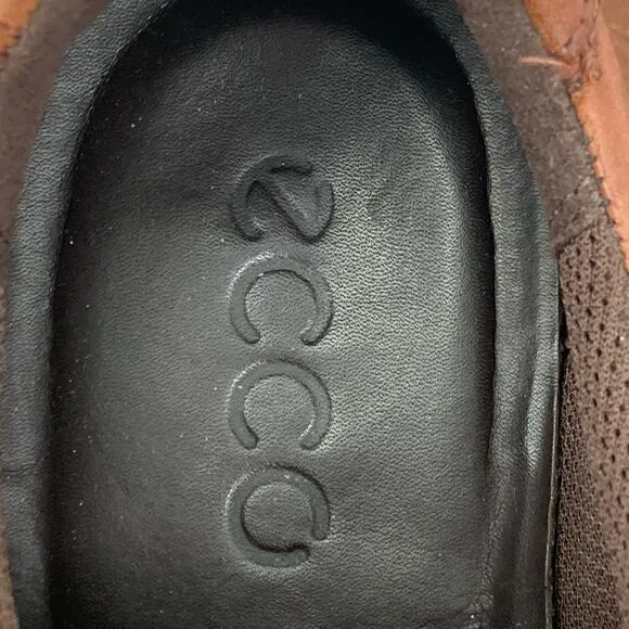 Ecco Irving Chestnut Brown Leather Trainers Lace Shoes  Work Career Mens 44 10