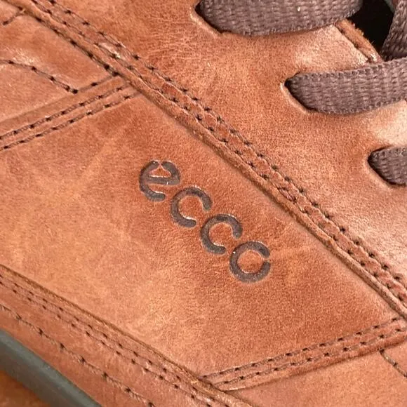 Ecco Irving Chestnut Brown Leather Trainers Lace Shoes  Work Career Mens 44 10