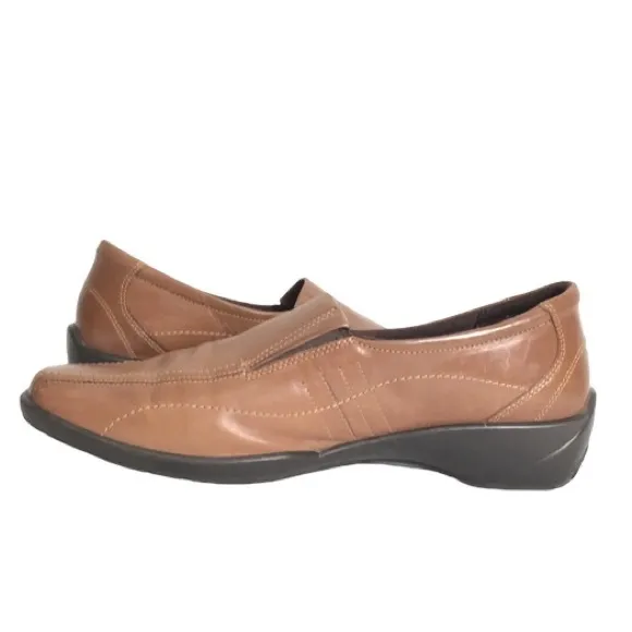 Ecco Light Men’s Leather Brown Slip On Comfort Shoes 42.