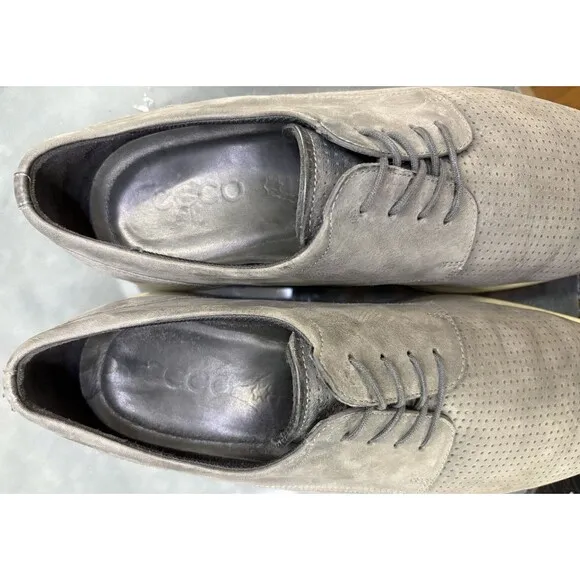 ECCO Men's Comfort Casual Shoes Size EU 46 US 12 Perforated Leather Gray