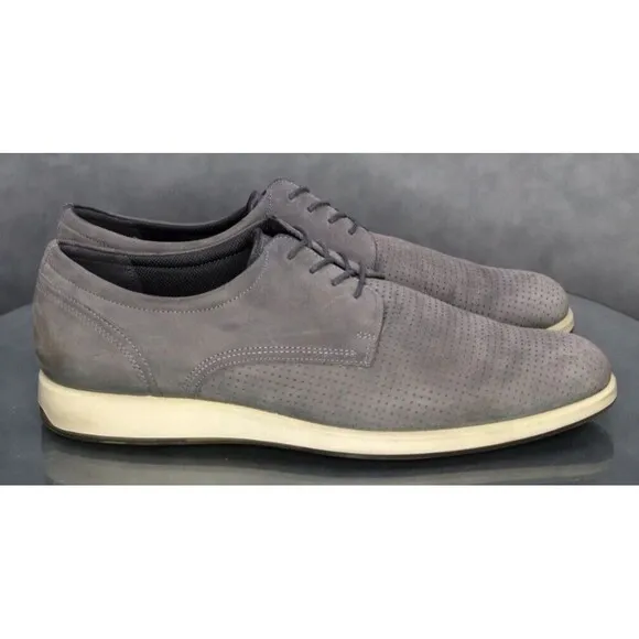 ECCO Men's Comfort Casual Shoes Size EU 46 US 12 Perforated Leather Gray