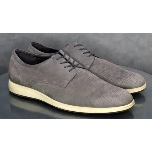 ECCO Men's Comfort Casual Shoes Size EU 46 US 12 Perforated Leather Gray