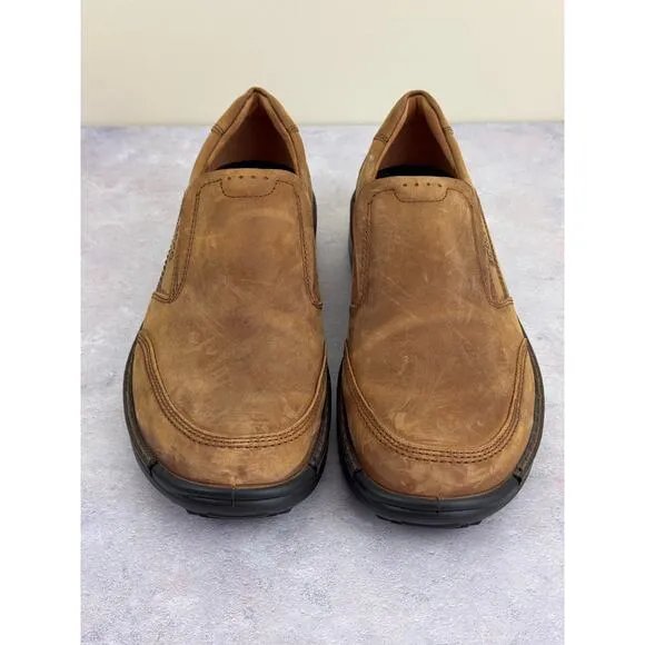 ECCO Men's Irving Brown Nubuck Leather Comfort Slip On Walking Shoes Sz 12