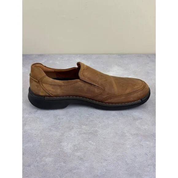 ECCO Men's Irving Brown Nubuck Leather Comfort Slip On Walking Shoes Sz 12
