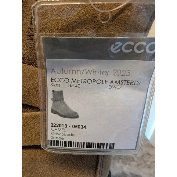 ECCO Metropole Amsterdam Leather Waterproof Boot In Camel Size EU 39, 8.5, BNWT