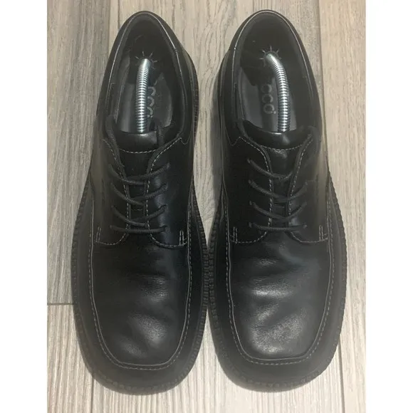Ecco Oxford Men’s Size EU 40 US 6-6.5 Black Leather Lace Up Comfort Dress Shoes