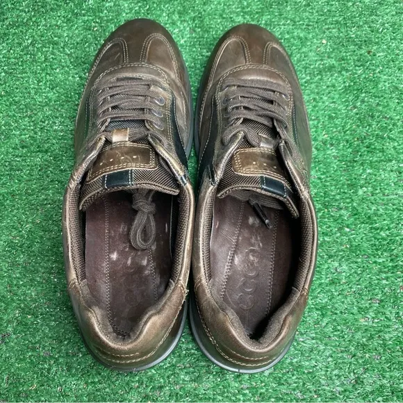 Ecco Oxford Sneaker Shoes Mens Sz 11 / 45 Brown Leather Comfort Casual