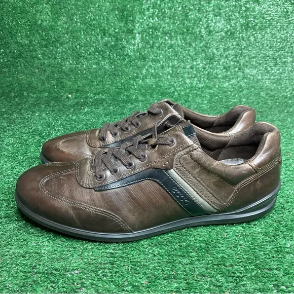 Ecco Oxford Sneaker Shoes Mens Sz 11 / 45 Brown Leather Comfort Casual