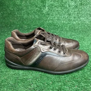 Ecco Oxford Sneaker Shoes Mens Sz 11 / 45 Brown Leather Comfort Casual