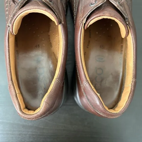 ECCO Seawalker Brown Leather Casual Oxfords Walking Shoes Men's 45 EU 11.5 US