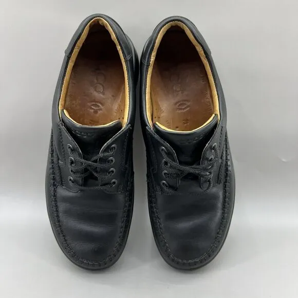 Ecco Seawalker Walking Shoes Men Size 9 US, 42 EU Black Leather Comfort Shoes