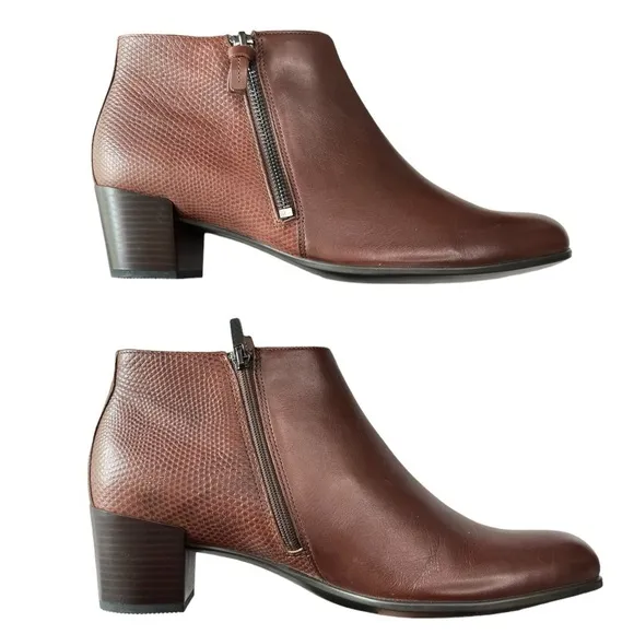 ECCO Shape M 35 Zip Ankle Boots Womens EU 42 US 11 / 11.5 Brown Leather Booties