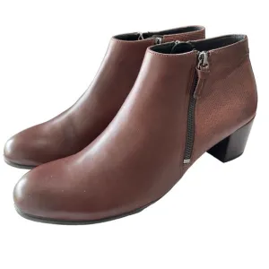 ECCO Shape M 35 Zip Ankle Boots Womens EU 42 US 11 / 11.5 Brown Leather Booties