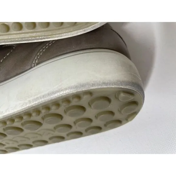 ECCO Size 43 9 9.5 Comfort Shoes Taupe Leather Lace Up Casual Sneakers